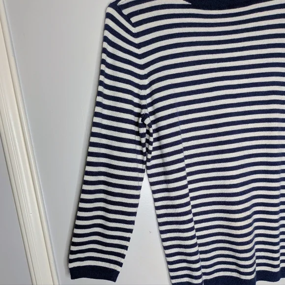 Talbots Nautical Striped Sweater Navy & White Soft Lambswool Blend Gently Used - Picture 5 of 12